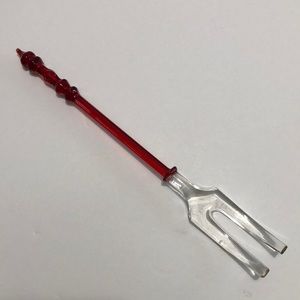 Rare Vintage Ruby Red Glass Serving Fork Hard To Find
